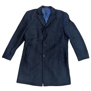 NWOT Pronto Uomo Overcoat Wool Blend Single Breasted Charcoal Tweed 48L